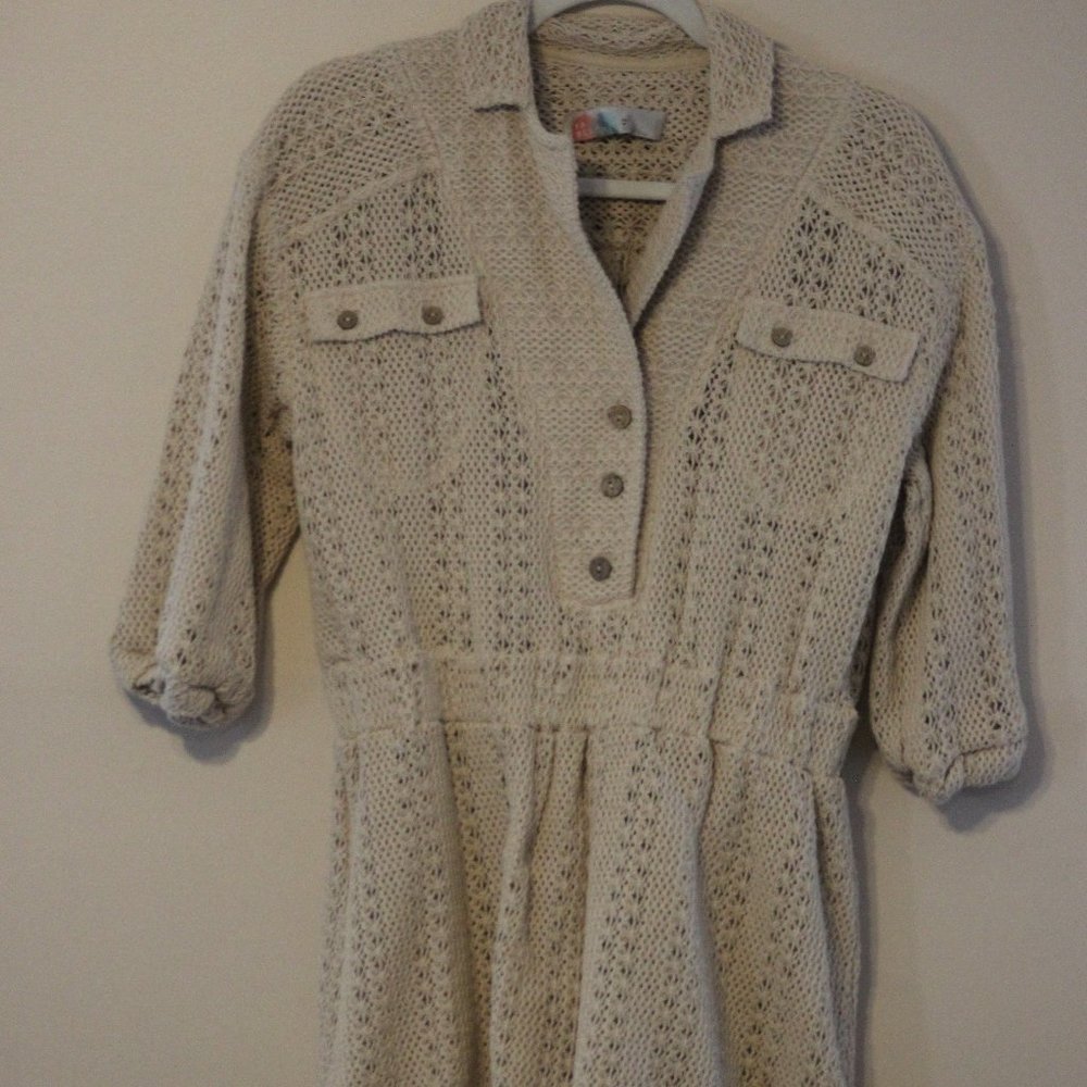 Free People Beach Tan Crochet Romper